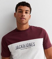 Jack & Jones White Colour Block Crew Neck Logo T-Shirt